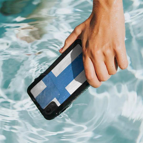 Finland Flag Distressed iPhone XR Waterproof Case