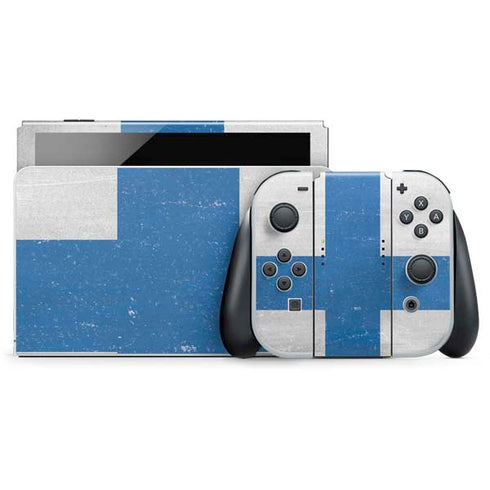 Finland Flag Distressed Nintendo Switch OLED (2021) Skin
