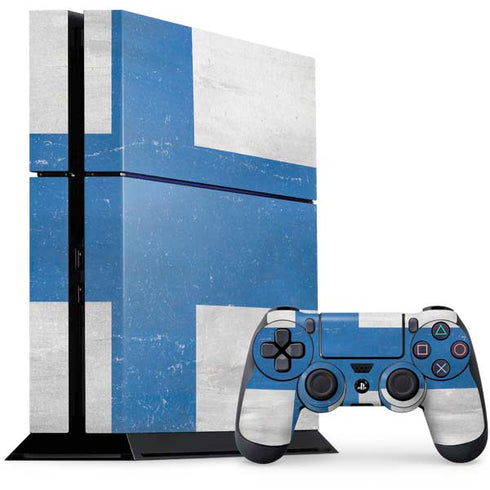 Finland Flag Distressed PS4 Console and Controller Bundle Skin