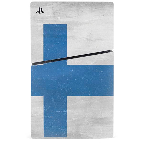 Finland Flag Distressed PS5 Slim Digital Edition Bundle Skin