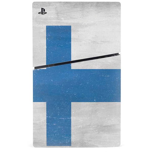 Finland Flag Distressed PS5 Slim Digital Edition Console Skin