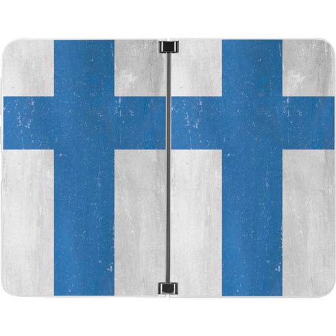 Finland Flag Distressed Surface Duo Skin