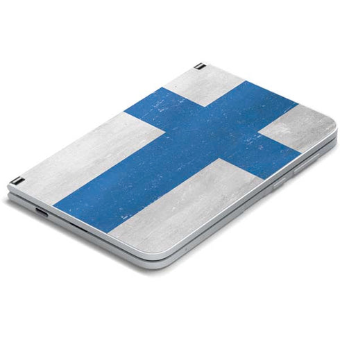 Finland Flag Distressed Surface Duo Skin