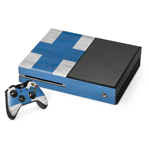 Finland Flag Distressed Xbox One Console and Controller Bundle Skin