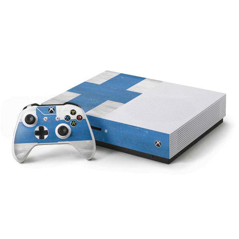 Finland Flag Distressed Xbox One S Console and Controller Bundle Skin