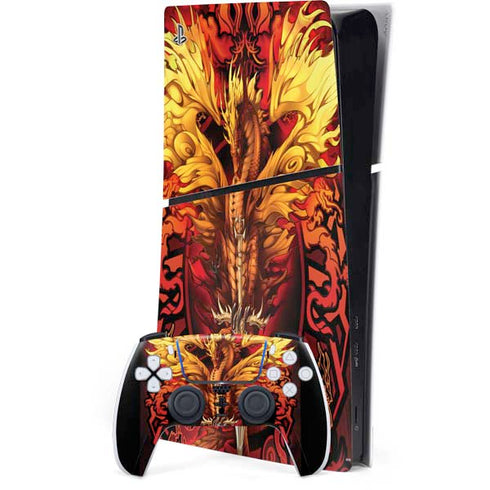 Fire Dragon by Ruth Thompson PS5 Slim Digital Edition Bundle Skin