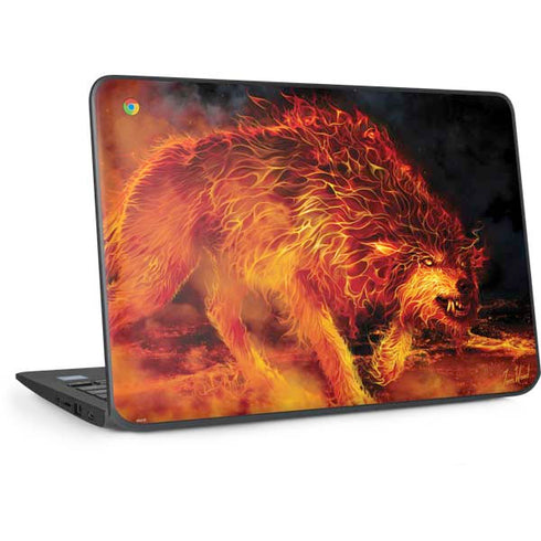 Fire Stalker Wolf by Tom Wood HP Chromebook Skin