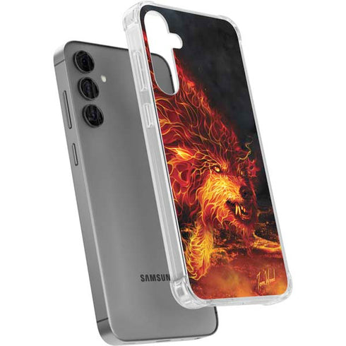 Fire Stalker Wolf by Tom Wood Galaxy S24 Plus Clear Case