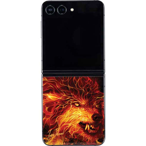 Fire Stalker Wolf by Tom Wood Galaxy Z Flip5 5G Skin