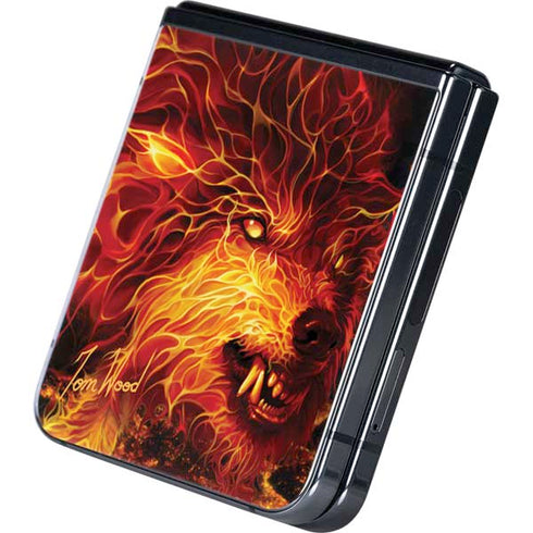 Fire Stalker Wolf by Tom Wood Galaxy Z Flip5 5G Skin