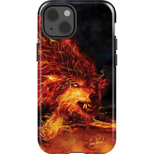 Fire Stalker Wolf by Tom Wood iPhone 15 Impact Case