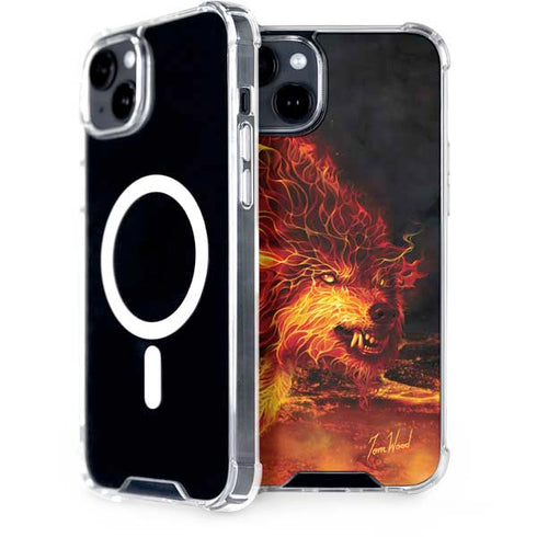 Fire Stalker Wolf by Tom Wood iPhone 15 Plus MagSafe Case