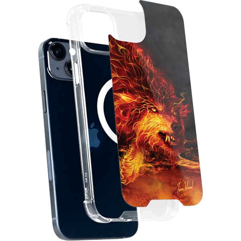 Fire Stalker Wolf by Tom Wood iPhone 15 Plus MagSafe Case