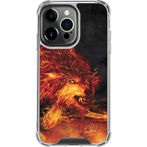 Fire Stalker Wolf by Tom Wood iPhone 15 Pro Clear Case