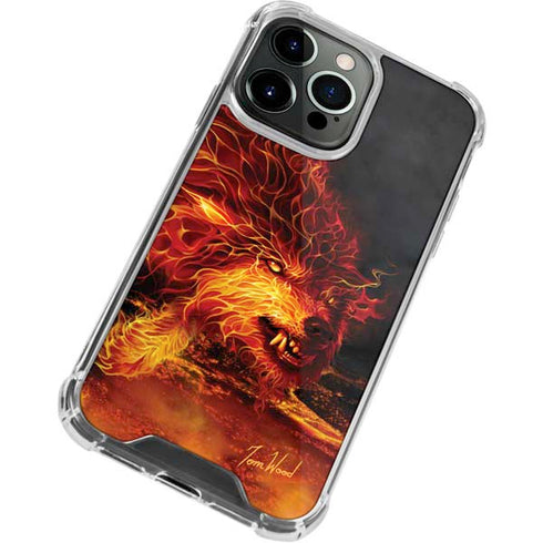 Fire Stalker Wolf by Tom Wood iPhone 15 Pro Clear Case