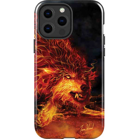 Fire Stalker Wolf by Tom Wood iPhone 15 Pro Max Impact Case