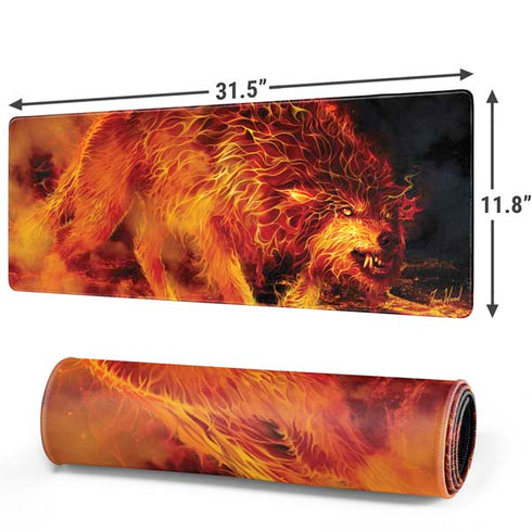 Fire Stalker Wolf by Tom Wood Gaming Mouse Pad