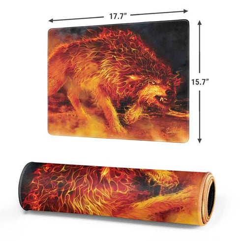 Fire Stalker Wolf by Tom Wood Gaming Mouse Pad