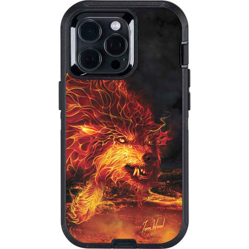 Fire Stalker Wolf by Tom Wood Otterbox Defender iPhone Skin
