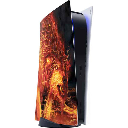 Tom Wood Fire Stalker Wolf PS5 Digital Edition Console Skin