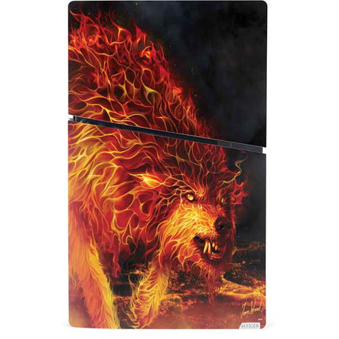 Fire Stalker Wolf by Tom Wood PS5 Slim Digital Edition Bundle Skin