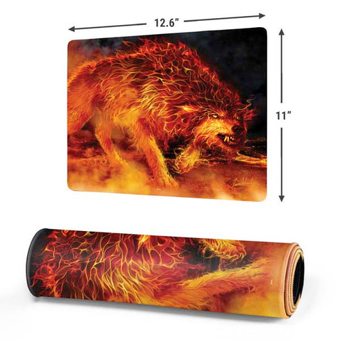 Fire Stalker Wolf by Tom Wood Gaming Mouse Pad