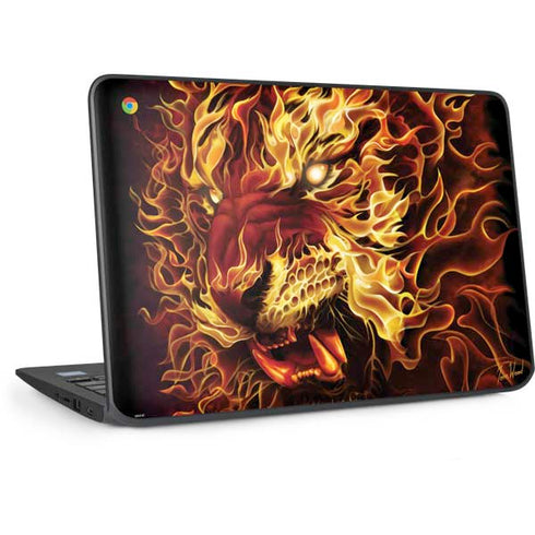 Fire Tiger by Tom Wood HP Chromebook Skin
