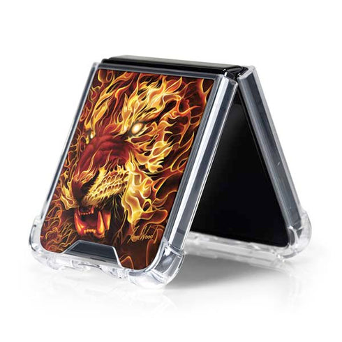 Fire Tiger by Tom Wood Galaxy Z Flip5 5G Clear Case