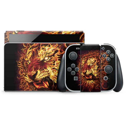 Tom Wood Fire Tiger Nintendo Switch OLED (2021) Skin