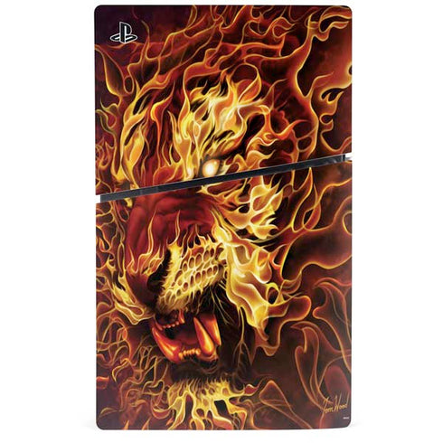 Fire Tiger by Tom Wood PS5 Slim Disk Console Skin