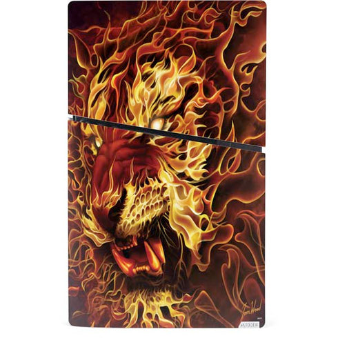 Fire Tiger by Tom Wood PS5 Slim Digital Edition Console Skin