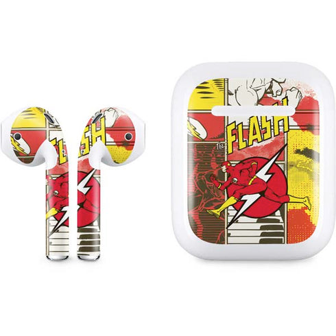 DC Comics The Flash Vintage Action Pose Pattern Apple AirPods Skin