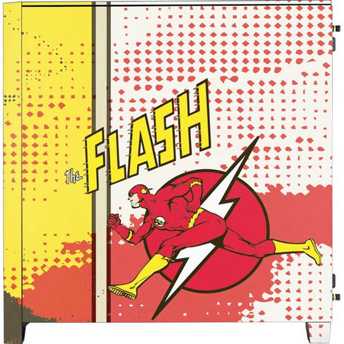DC Comics The Flash Vintage Action Pose Pattern Corsair 4000D Tempered Glass Mid-Tower ATX Case Skin