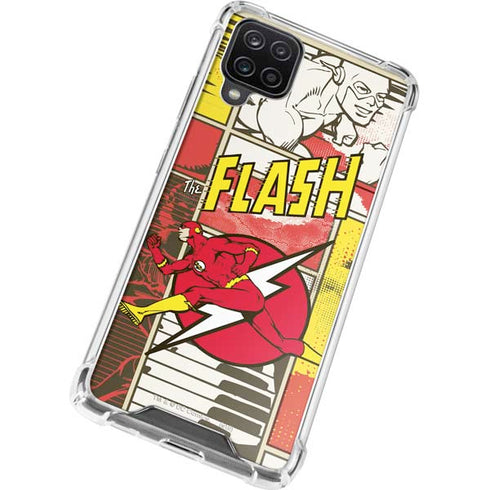 DC Comics The Flash Vintage Action Pose Pattern Galaxy A12 Clear Case