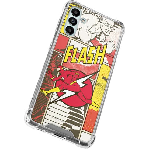DC Comics The Flash Vintage Action Pose Pattern Galaxy A13 5G Clear Case