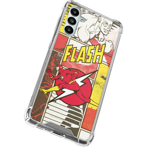 DC Comics The Flash Vintage Action Pose Pattern Galaxy A14 5G Clear Case