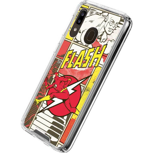 DC Comics The Flash Vintage Action Pose Pattern Galaxy A30 Clear Case