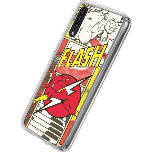 DC Comics The Flash Vintage Action Pose Pattern Galaxy A50 Clear Case