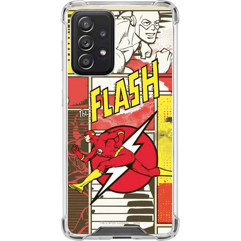 DC Comics The Flash Vintage Action Pose Pattern Galaxy A52 5G Clear Case