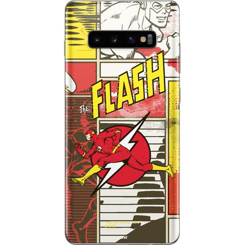 DC Comics The Flash Vintage Action Pose Pattern Galaxy S10 Plus Skin
