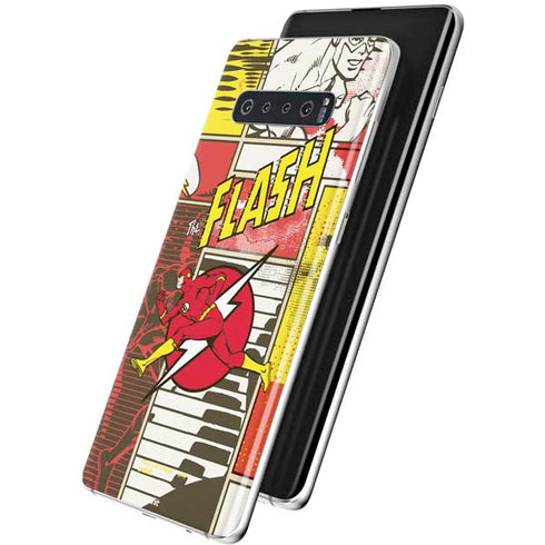 DC Comics The Flash Vintage Action Pose Pattern Galaxy S10 Skin