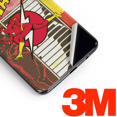 DC Comics The Flash Vintage Action Pose Pattern Galaxy S10e Skin