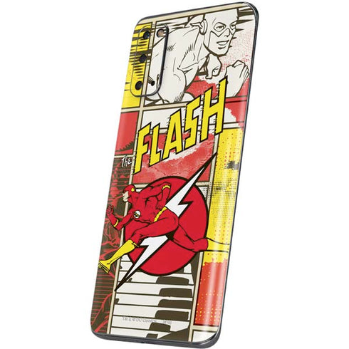 DC Comics The Flash Vintage Action Pose Pattern Galaxy S20 Skin