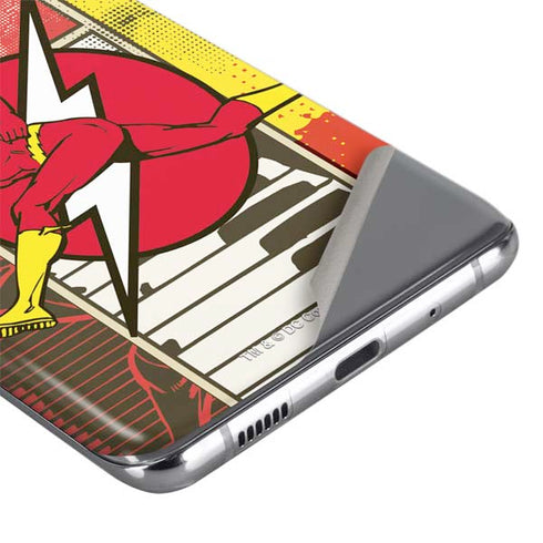 DC Comics The Flash Vintage Action Pose Pattern Galaxy S20 Skin