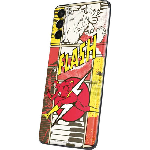 DC Comics The Flash Vintage Action Pose Pattern Galaxy S21 5G Skin