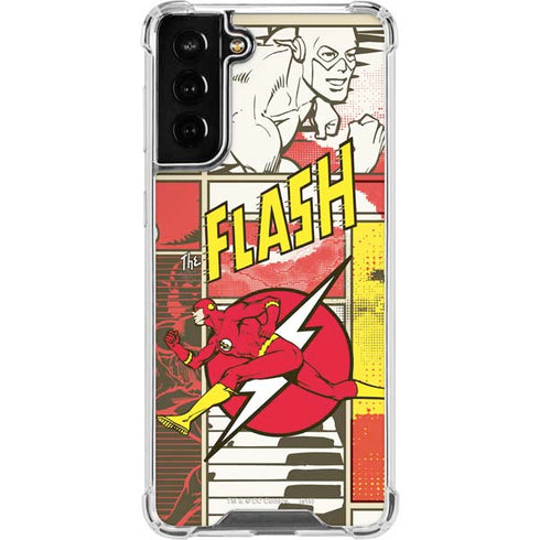 DC Comics The Flash Vintage Action Pose Pattern Galaxy S21 FE Clear Case