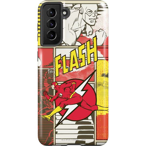 DC Comics The Flash Vintage Action Pose Pattern Galaxy S21 Plus 5G Pro Case