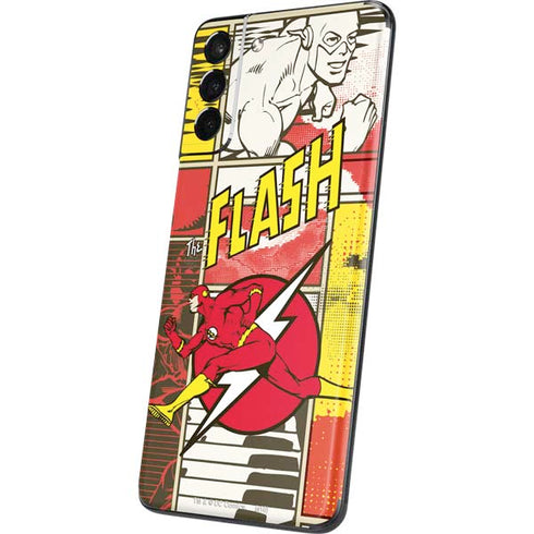 DC Comics The Flash Vintage Action Pose Pattern Galaxy S21 Plus 5G Skin