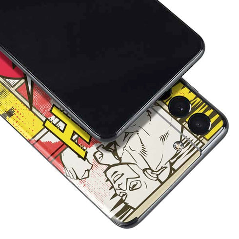 DC Comics The Flash Vintage Action Pose Pattern Galaxy S21 Plus 5G Skin