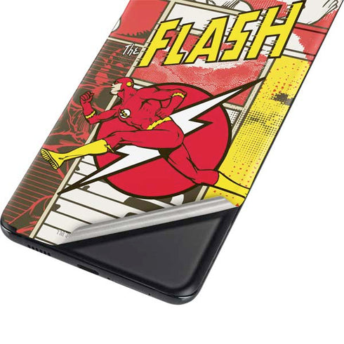 DC Comics The Flash Vintage Action Pose Pattern Galaxy S21 Plus 5G Skin